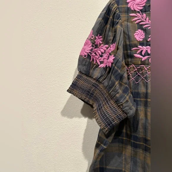 SISTER MARY Plaid and Floral Blouse / Size XS / - Picture 2 of 5